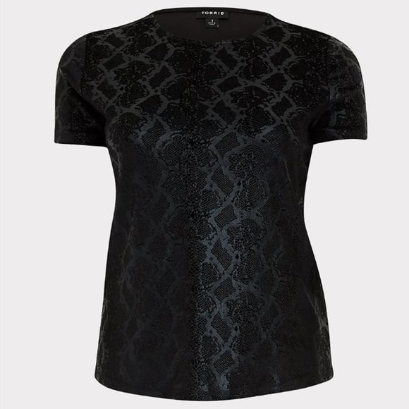 2X HOST PICK!!! BLACK SNAKESKIN PRINT VELVET HIGH NECK TEE - Picture 6 of 7